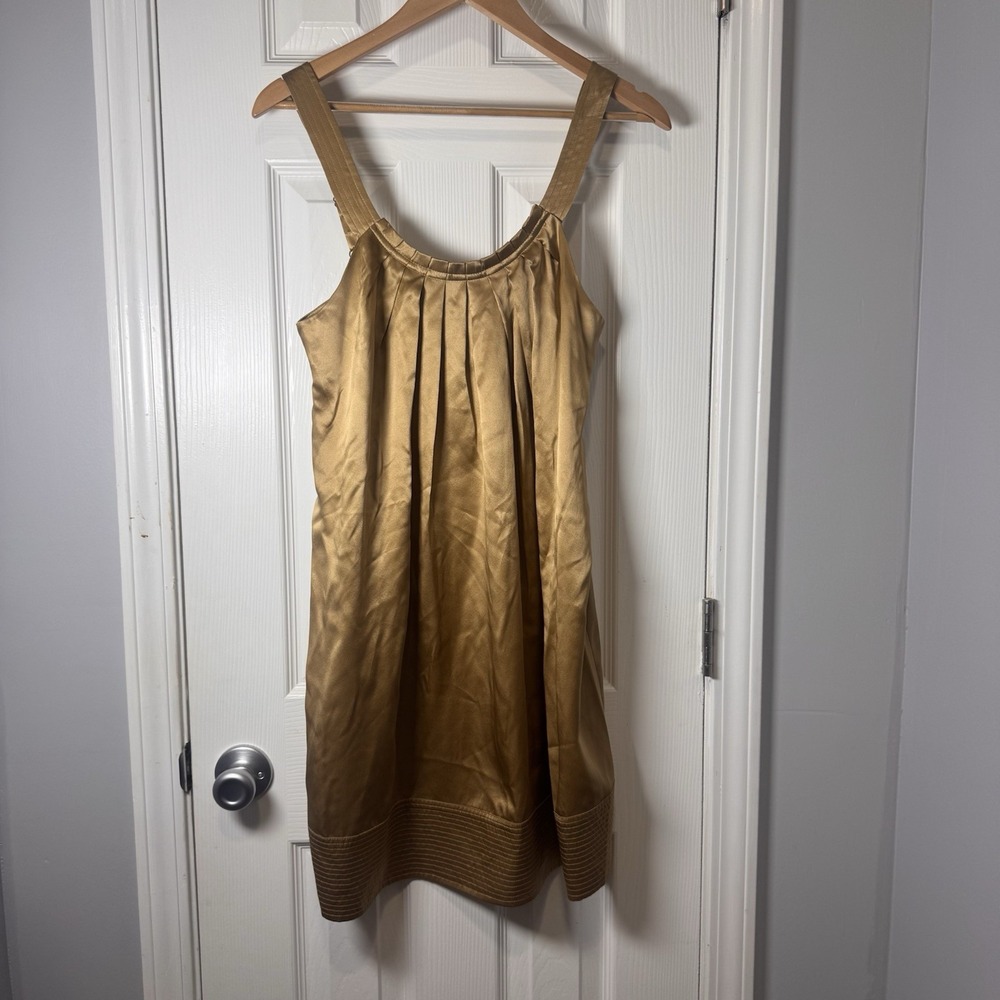 bcbg maxazria dress Woven Silk Gold Metallic Size S Small NWT Party Cocktail